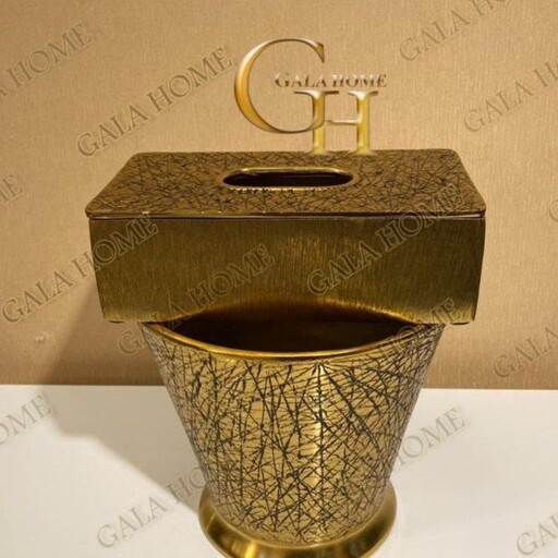 سطل وجادستمال کاغذی فیلی طلایی