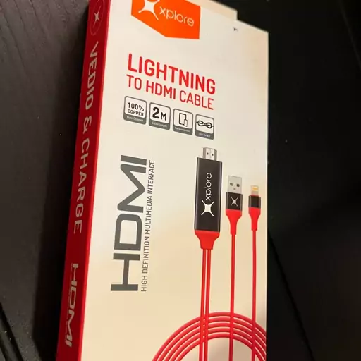 کابل تبدیل لایتنینگ اپل به hdmi انتقال تصویر گوشی و آیپد به تلوزیون با طول 2 متر