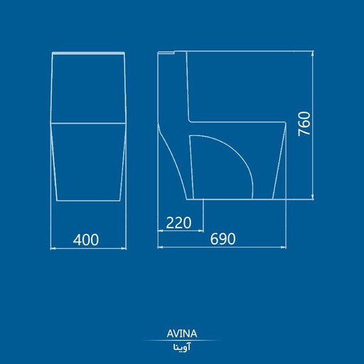 توالت فرنگی آوینا (ارسال با باربری و پس کرایه) 
