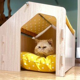 خانه سگ و گربه طرح خال خالی سایز متوسط