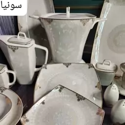 چینی پردیس کاشان نیو بن چاینا برند ایزابل، قالب ایفل کالکشن طرح سونیا درجه ی یک 12 نفره