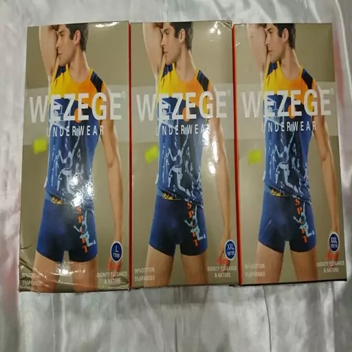 ست زیرپوش رکابی آستین حلقه ای  و شورت پادار مردانه برندWEZEGE(سایزLو2XLو3XL) (1)