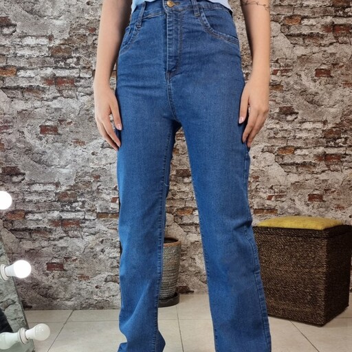 شلوار جین زنانه مدل واید استایل جین ترک سایز 36 تا 46 با ضمانت قد 102 شلوار نیم بگ جین 