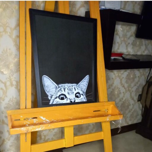 تابلو گربه چاپی  همراه با قاب و شیشه 