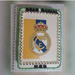 کیک تولد خامه ای با عکس خوراکی  تم فوتبالی