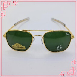 عینک آفتابی آمریکن اپتیکال مدل اسکای مستر   با فریم طلایی و عدسی سبز آمریکایی با کلیه متعلقات و ارسال رایگان