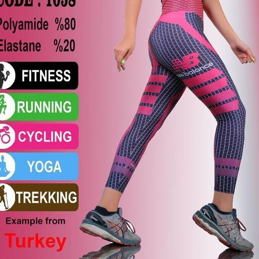 لگ تک ورزشی زنانه کمر پهن چاپی با طرح و رنگ های متنوع جنس فیلامنت تیپ شلواری سایز 38 تا 46