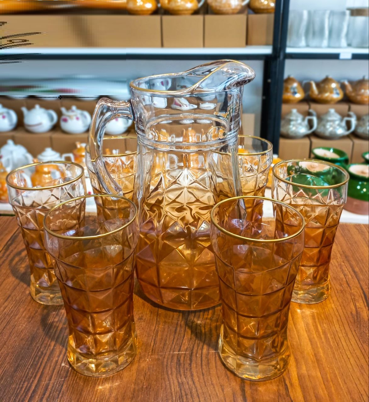 سرویس پارچ و لیوان اکوا مارین عسلی (پست پیشتاز پس کرایه)