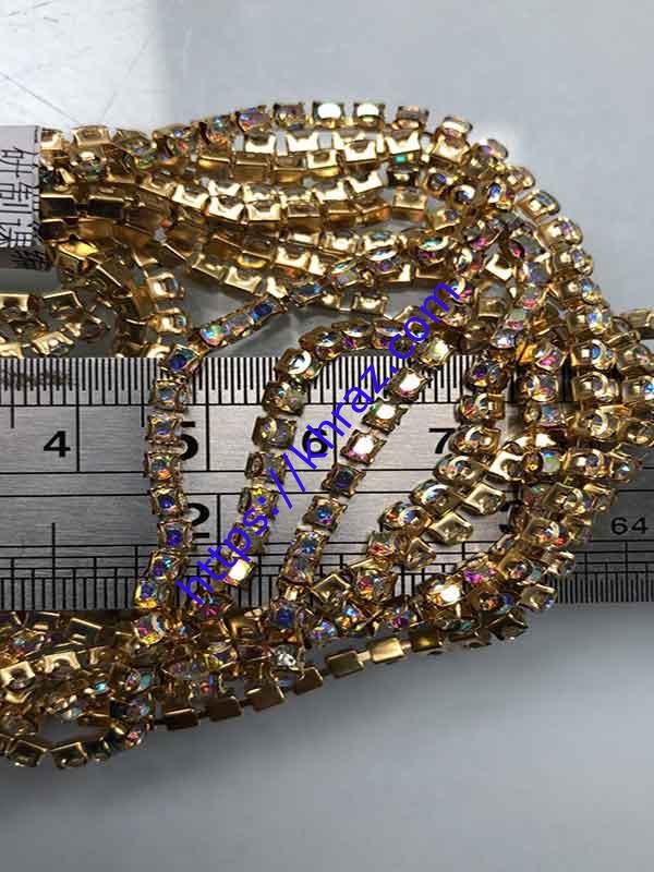 نگین متری سایز 12 هفت رنگ فشرده طلایی