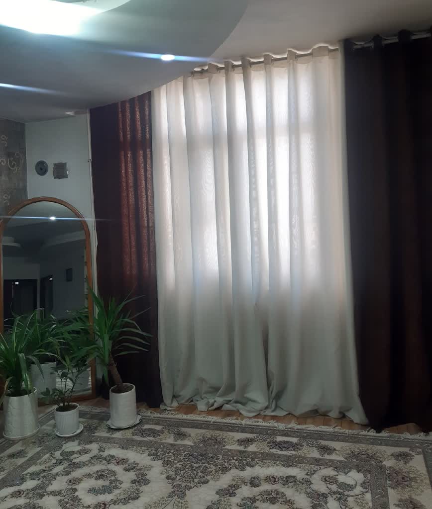 پرده پانچ حریر شاین و مخمل شانل مناسب برای عرض 5 متر