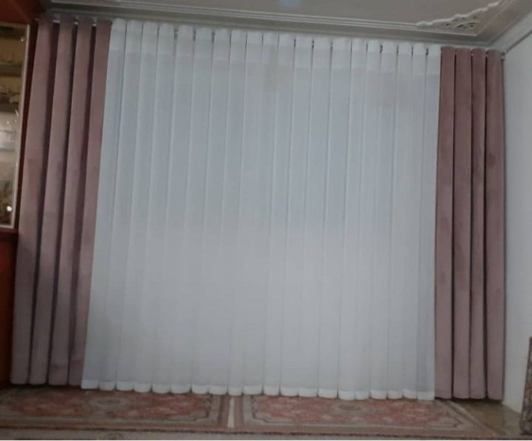 پرده پانچ حریر ساده و مخمل کالیفرنیا مناسب برای عرض 5 متر
