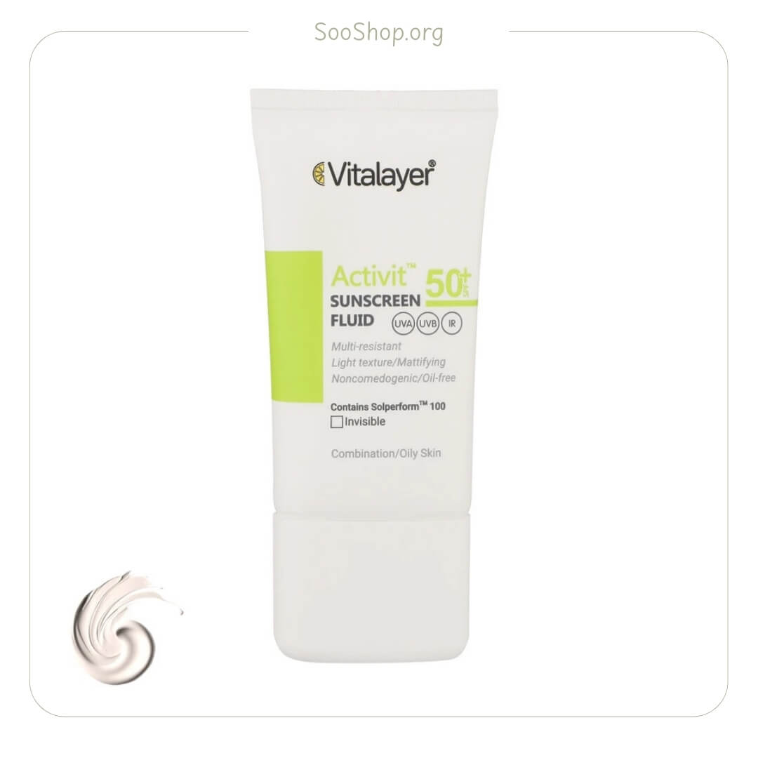ضد آفتاب فلوئید بی رنگ ویتالایر مخصوص پوست چرب (اصل) | Vitalayer Fluid Sunscreen for Oily Skin Colorless