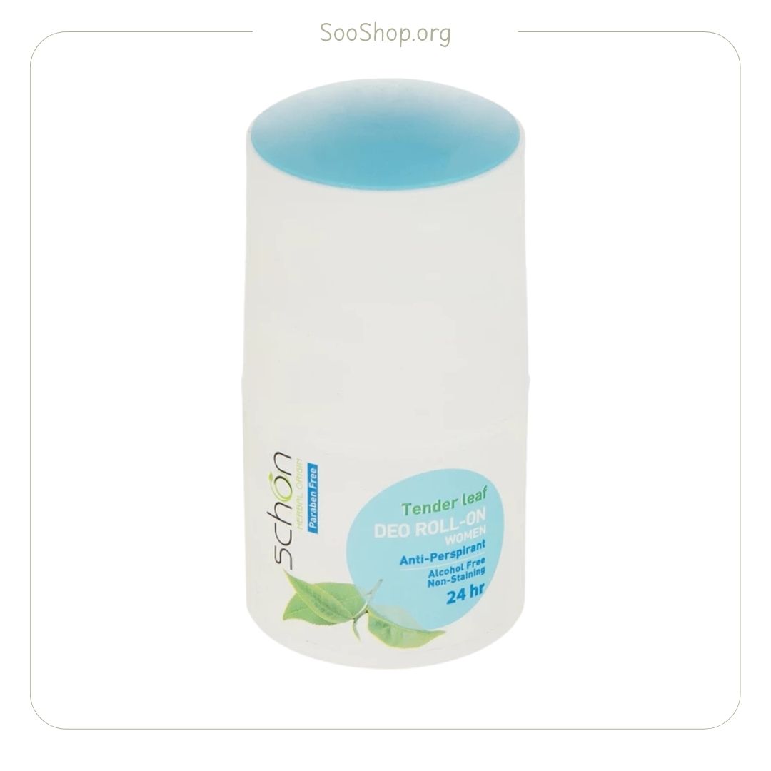 مام رول زنانه شون مدل تندر لیف (آبی) | Schon Tender Leaf Roll-On Deodorant for Women