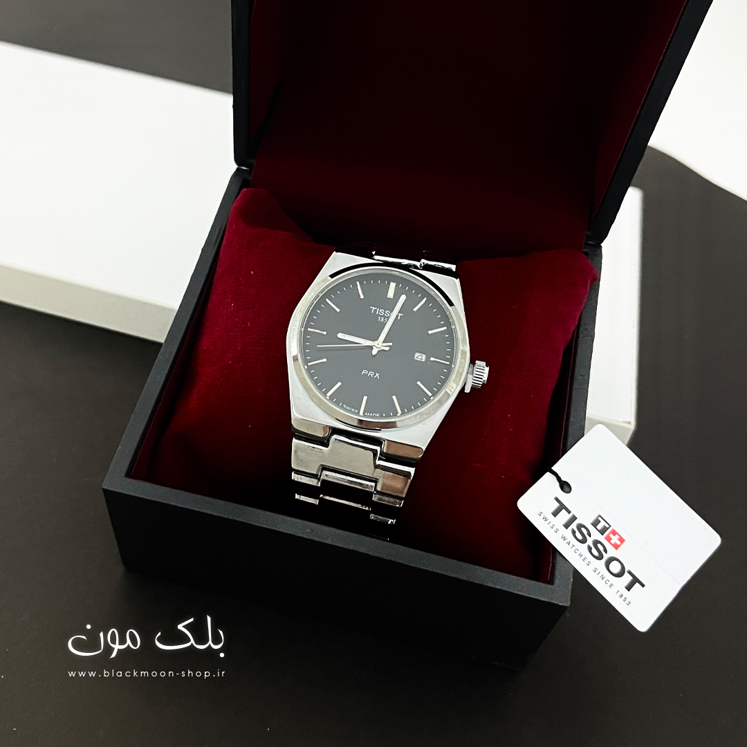 ساعت مچی مردانه تیسوت TISSOT PRX نقره ای صفحه مشکی