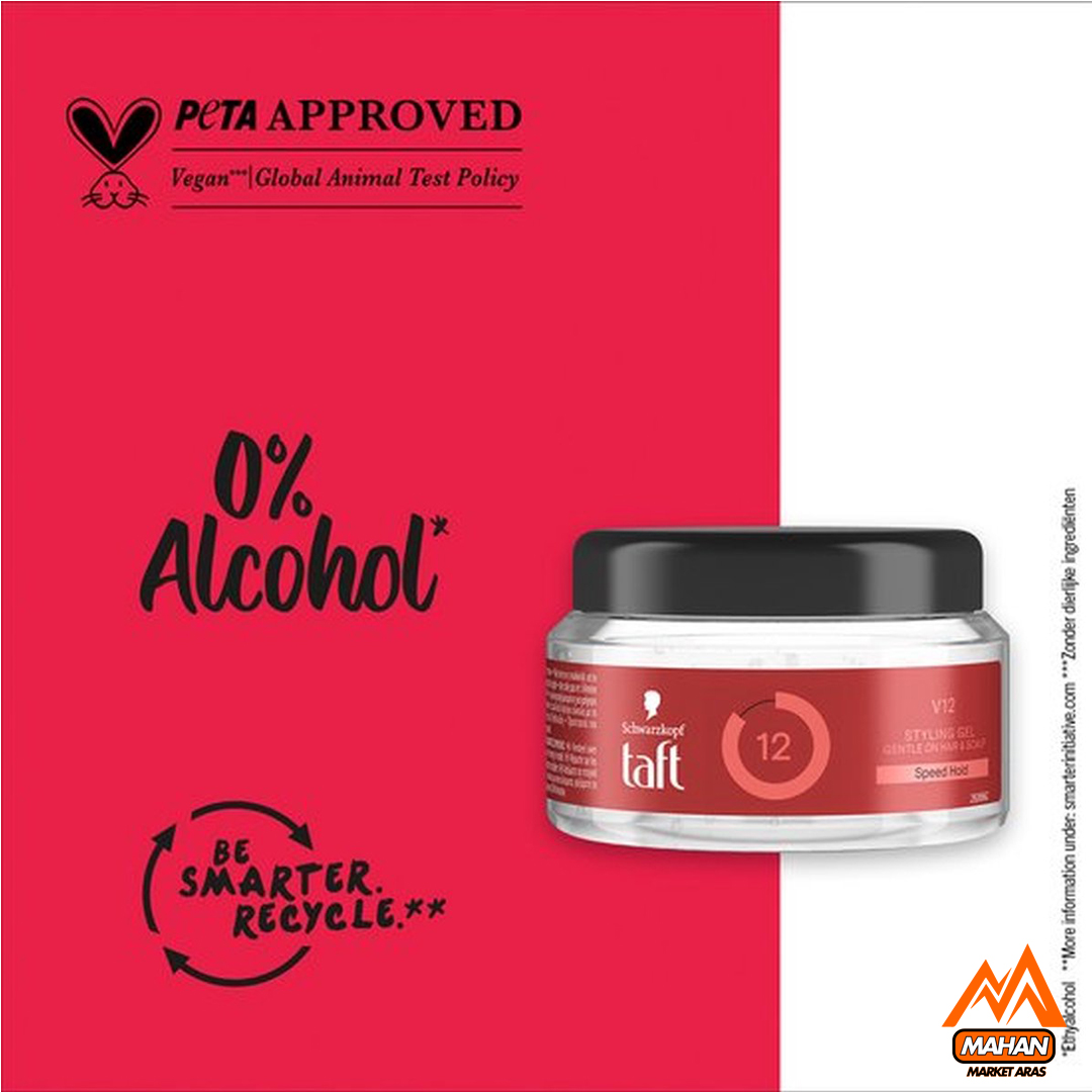 ژل حالت دهنده مو تافت Taft مدل V12 شماره 12 حجم 250 میل Schwarzkopf Taft V12 Power Gel Speed Hold 250ml