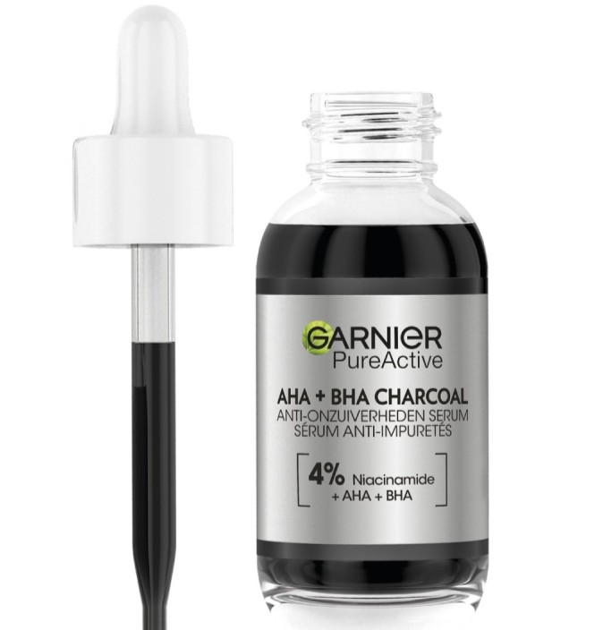 سرم لایه بردار زغال AHA + BHA و نیاسینامید گارنیر 30 میل
