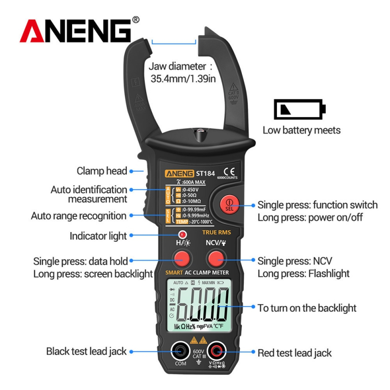کلمپ متر دیجیتالی ANENG مدل ST184