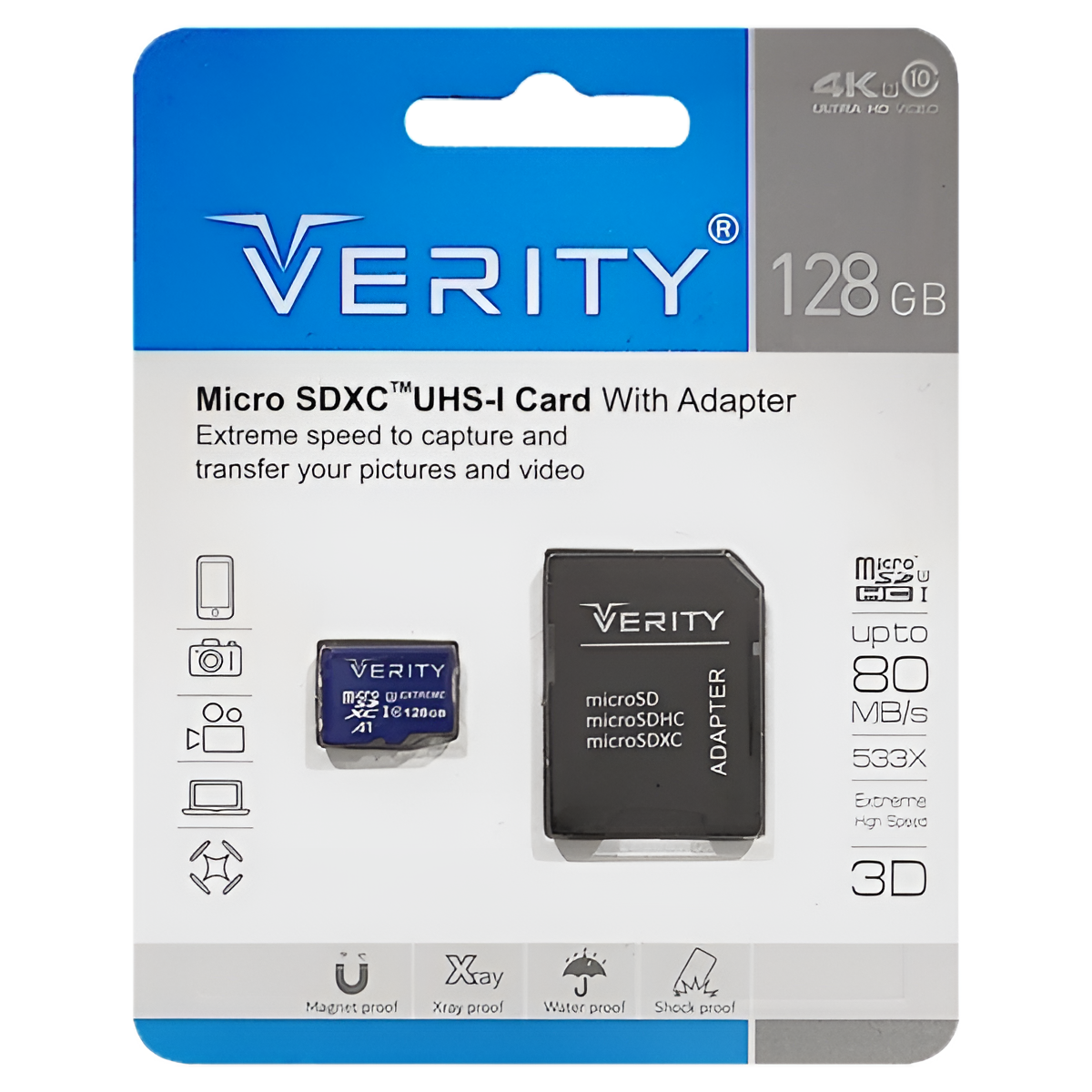 کارت حافظه VERITY مدل 533X U3 C10 با ظرفیت 128 گیگابایت