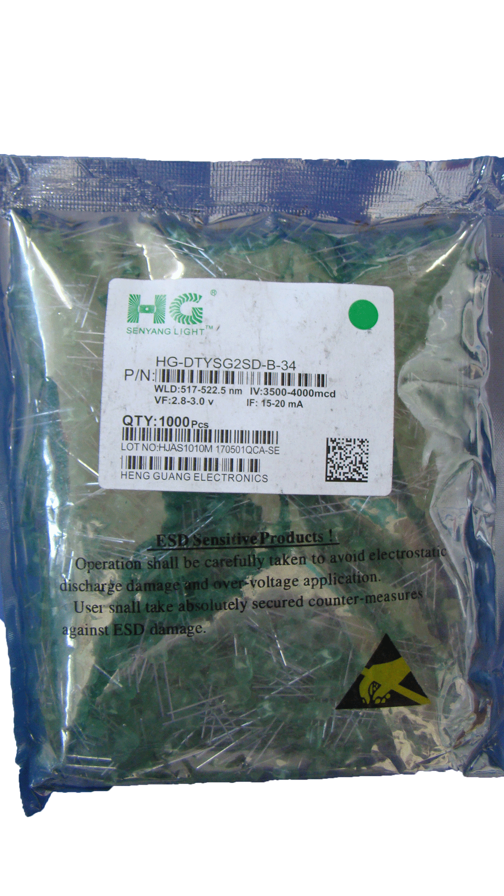ال ای دی اوال HG رنگ سبز بسته 1000 عددی