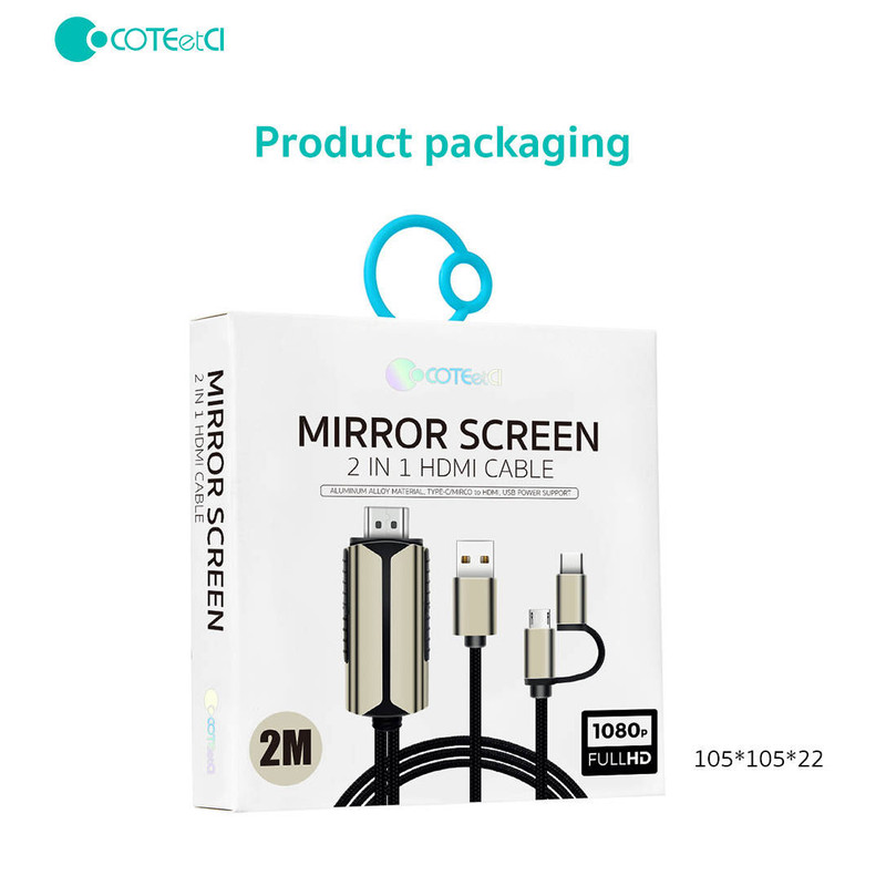 کابل تبدیل HDMI به USB-C/MicroUSB کوتتسی مدل 33023 طول 2 متر