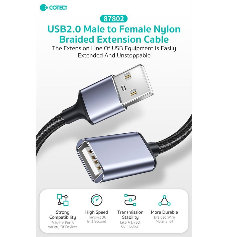 کابل افزایش طول USB کوتتسی مدل 87802-3m طول 3 متر