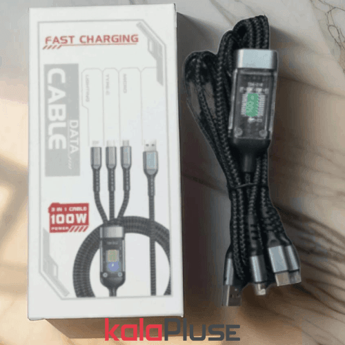 کابل شارژ کنفی 100W فست شارژ دارای سه سر