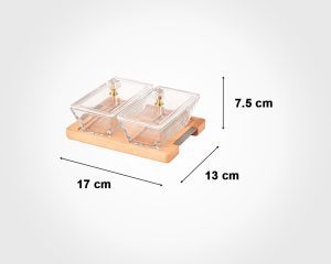 اردور خوری مستطیل دربدار پایه چوبی 2 عددی لیمون کد 2247