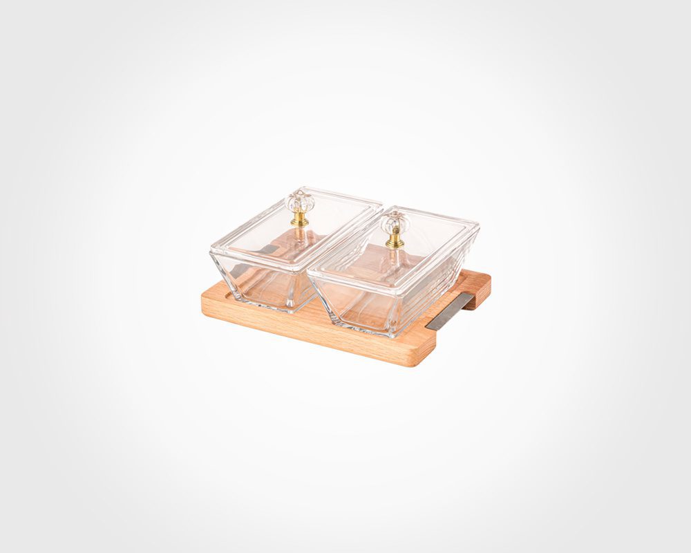 اردور خوری مستطیل دربدار پایه چوبی 2 عددی لیمون کد 2247