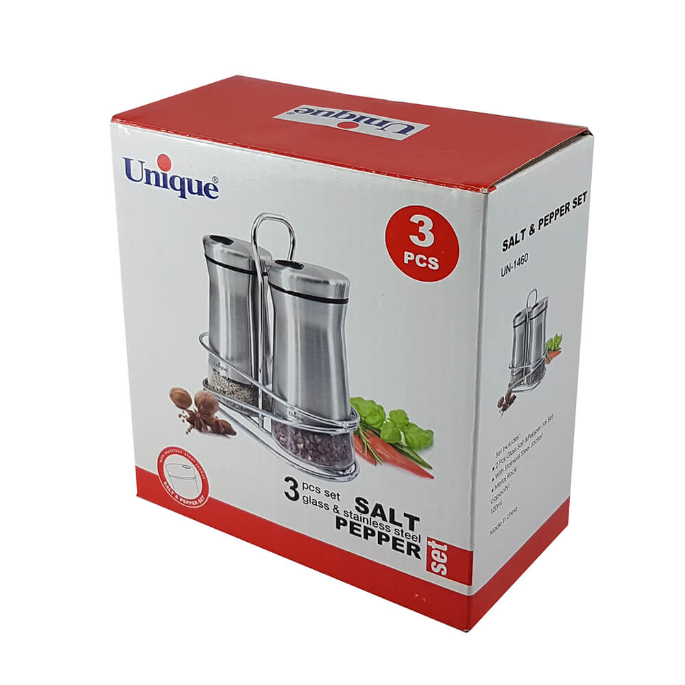 ست جای نمک و فلفل استیل درمشکی یونیک کد 1460 (خارجی درجه1)