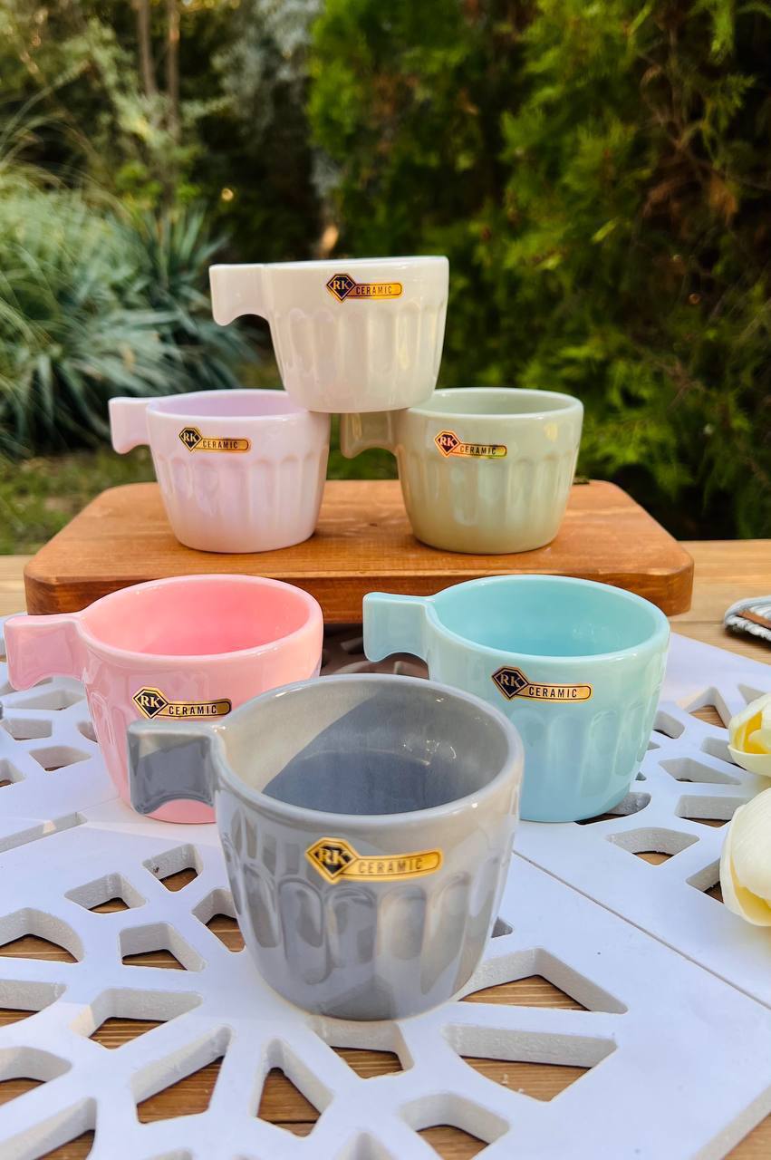 فنجان گرد رنگی RK (6 عددی) (پست پیشتاز پس کرایه)