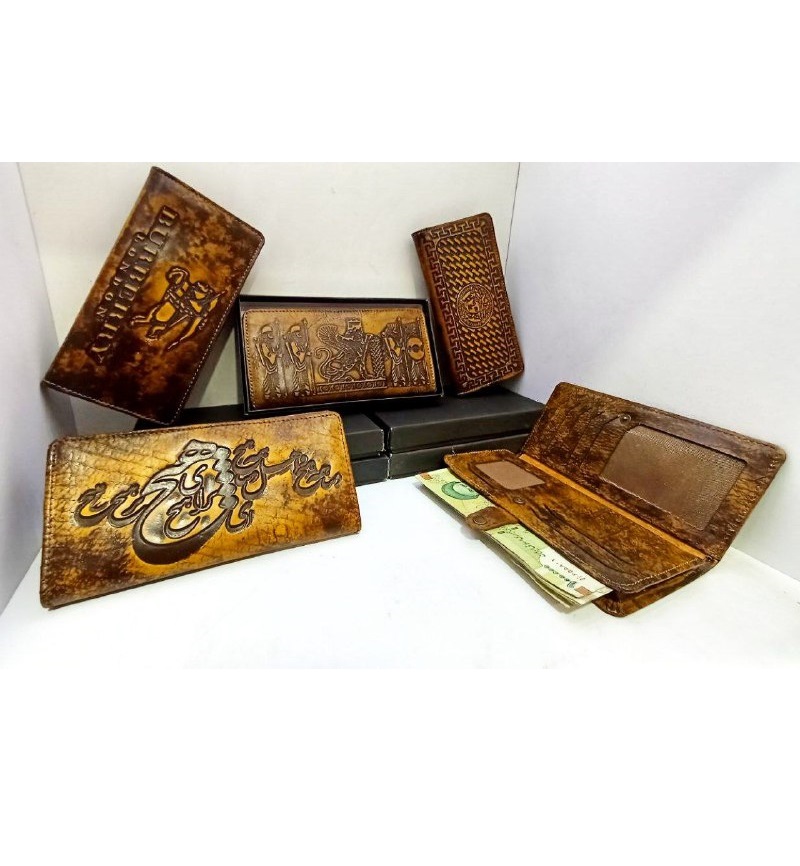 کیف مردانه کتی چرم دودگمه چاپدار جاکارتی و جاعکسی تک جعبه (پست پیشتاز پس کرایه)