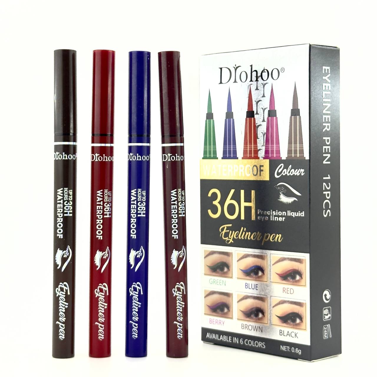 خط چشم رنگی ماژیکی قلمی 36 ساعته دورهو (4 عددی) (پست پیشتاز پس کرایه)