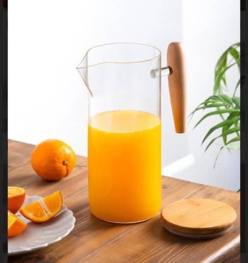 پارچ پیرکس دسته چوبی درب دار (پست پیشتاز پس کرایه)