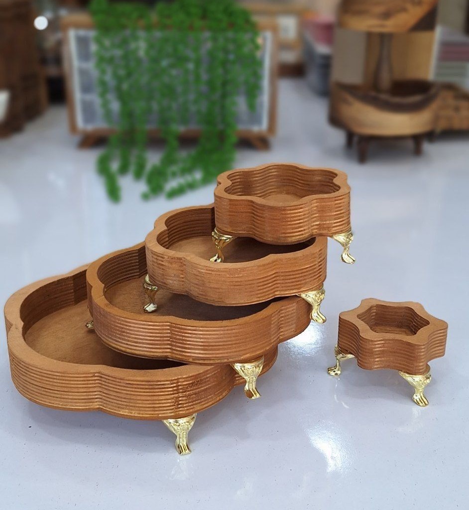 سینی 5سایز گل پایه دار (پست پیشتاز پس کرایه)