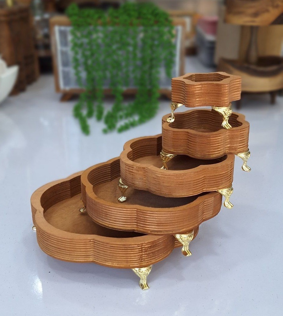 سینی 5سایز گل پایه دار (پست پیشتاز پس کرایه)