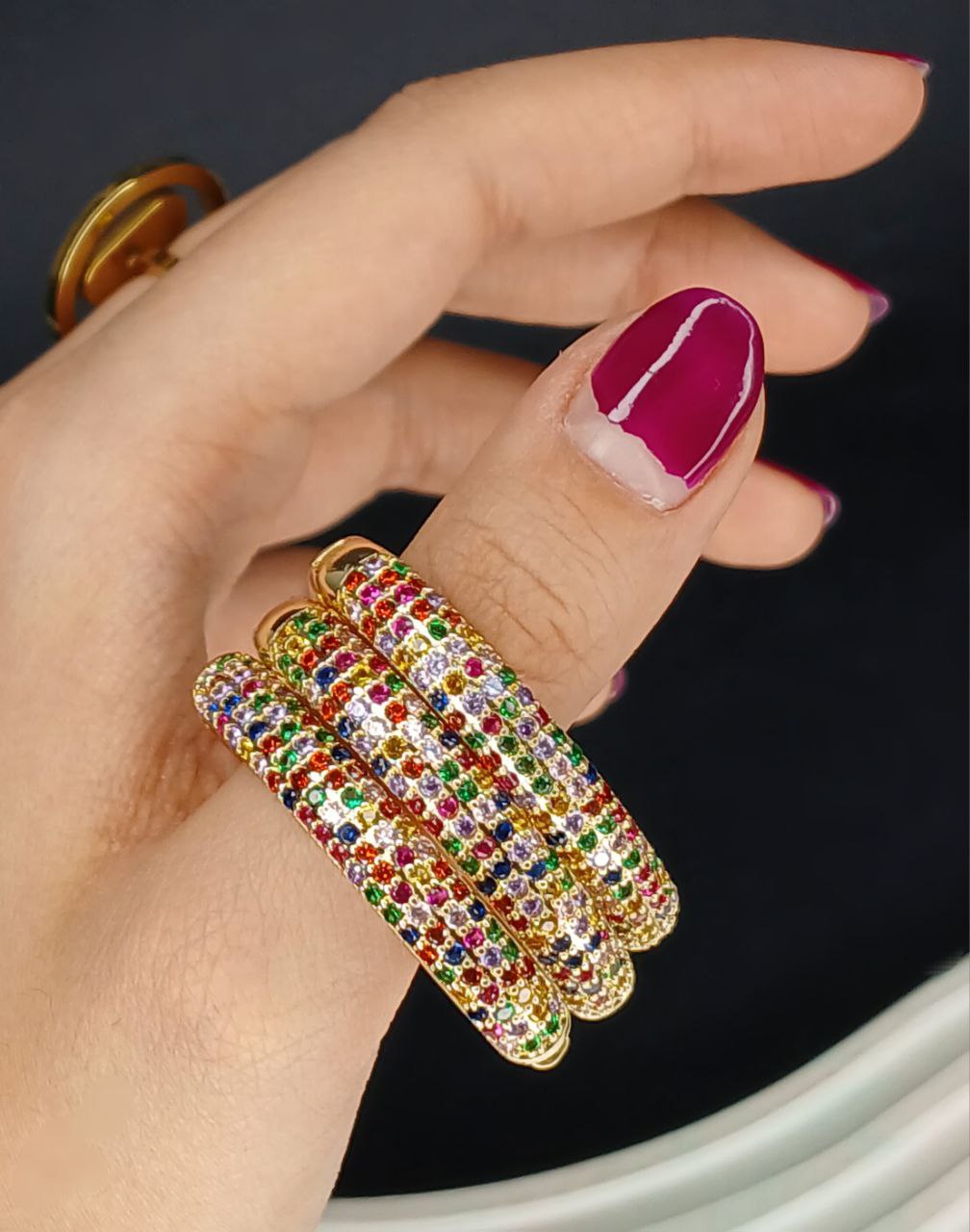 گوشواره بیضی نگین چند رنگ مارک fashion (پست پیشتاز پس کرایه)