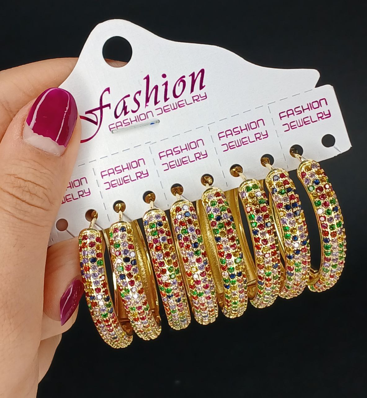گوشواره بیضی نگین چند رنگ مارک fashion (پست پیشتاز پس کرایه)