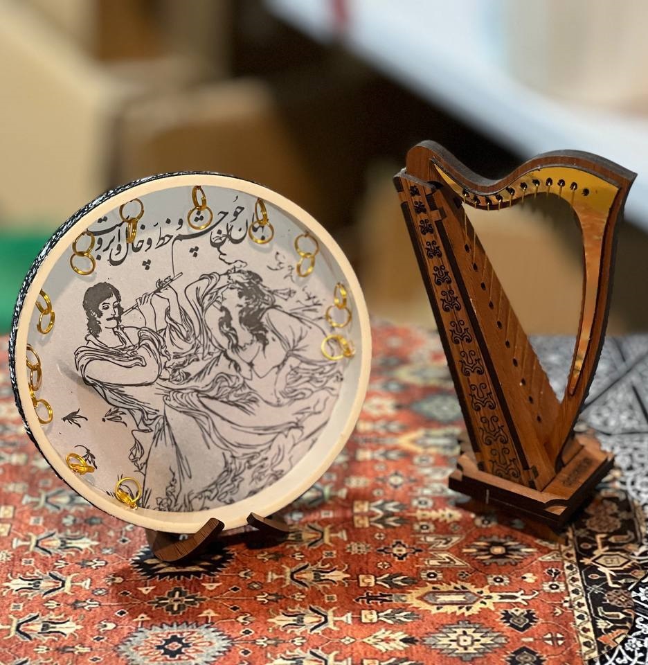 ساز دف و چنگ مینیاتوری (جفتی) (پست پیشتاز پس کرایه)