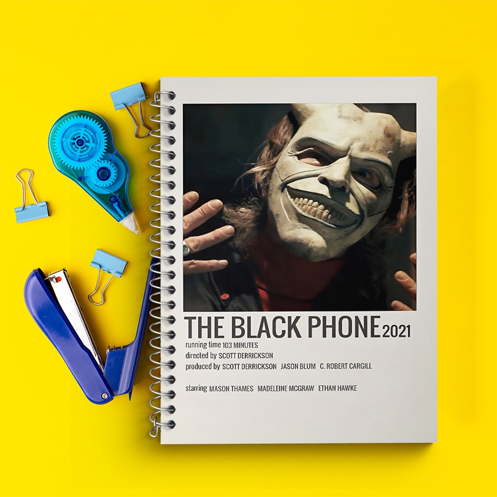 دفتر زبان سه خط 50 برگ خندالو طرح تلفن سیاه (The Black Phone) کد F13422