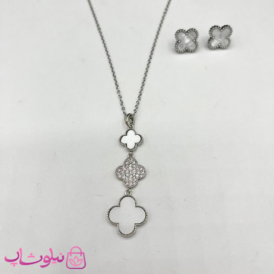 نیم ست زنانه طرح ونکلیف سفید نگیندار کد 1891
