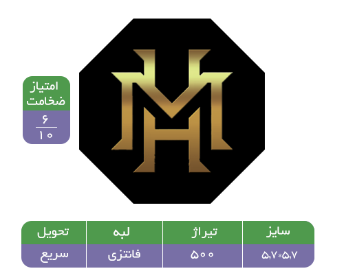 کارت ویزیت هشت ضلعی سلفون مات