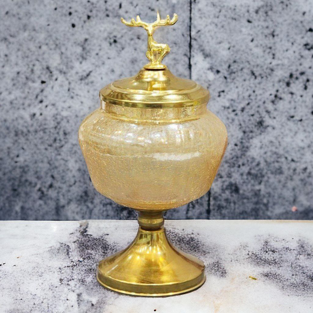 شکلات خوری شیشه ای پرنس عسلی گوزن اطلس (پست پیشتاز پس کرایه)