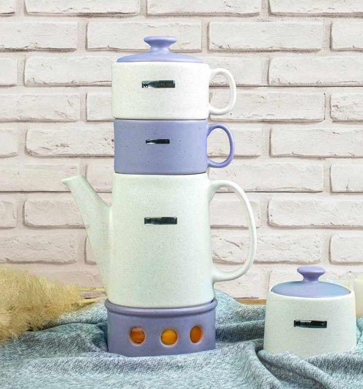 ست چای خوری پیزا سفید بنفش (پست پیشتاز پس کرایه)