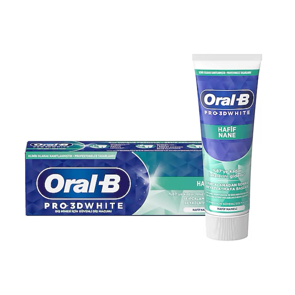 خمیر دندان اورال بی  oral b pro-3d white  soft mint با طمع نعناع ملایم (اصل المان)