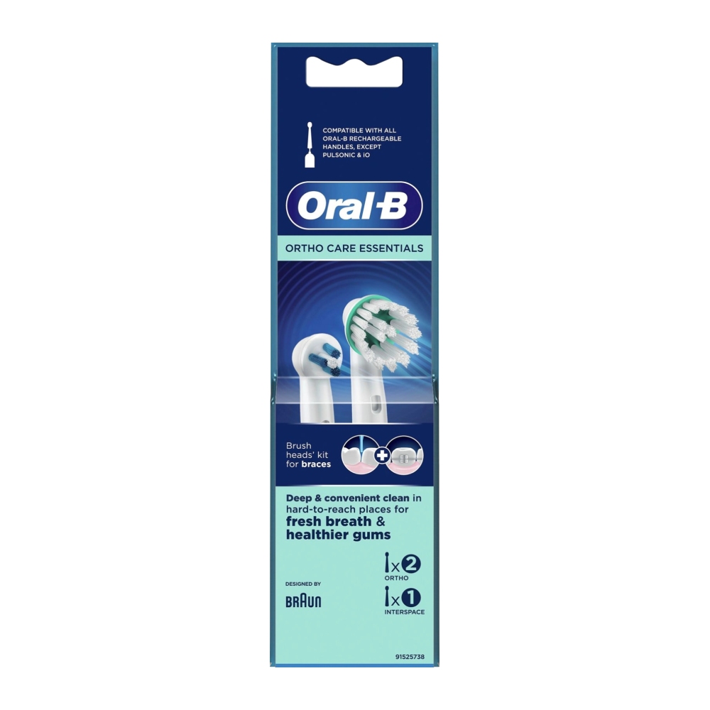 سری یدک مسواک برقی اورال بی Oral-B مدل ORTHO CARE مناسب دندان ارتودنسی بسته 3 عددی