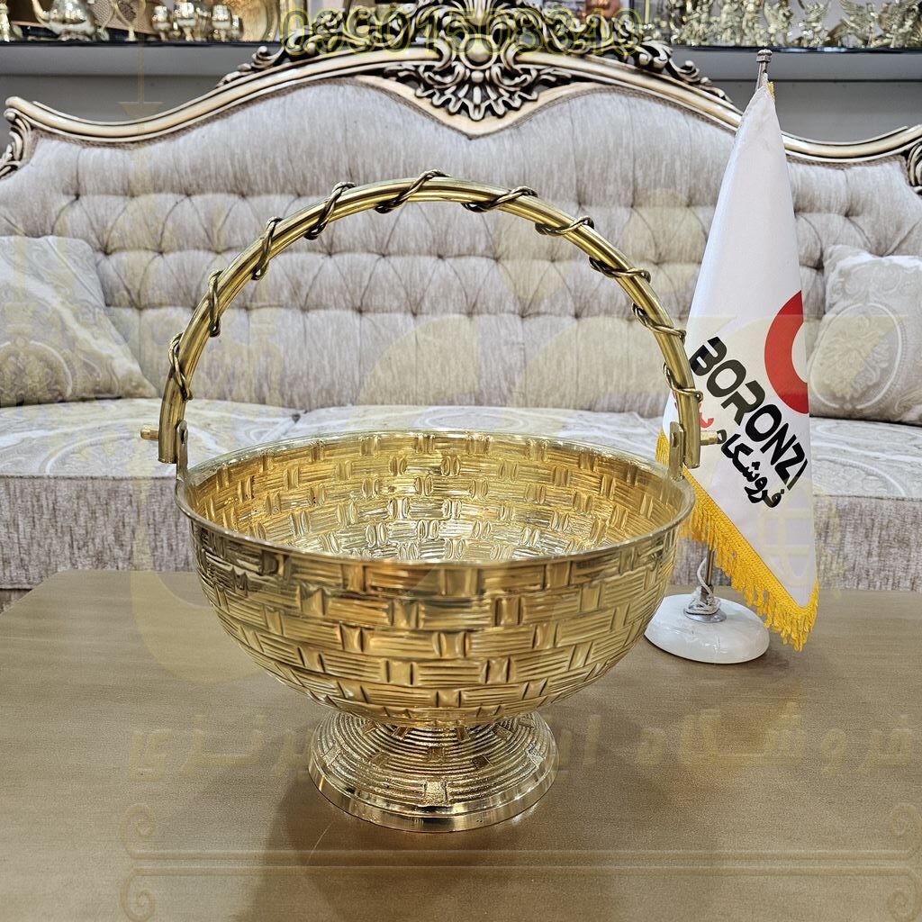 کاسه برنجی هندی دست ساز سبدی