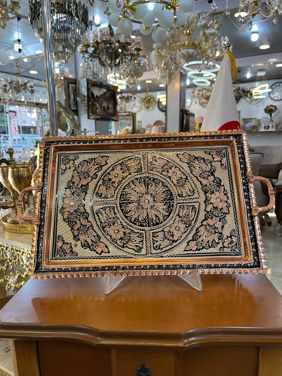 سینی مستطیل نقره کوب درجه یک اعلا بزرگ
