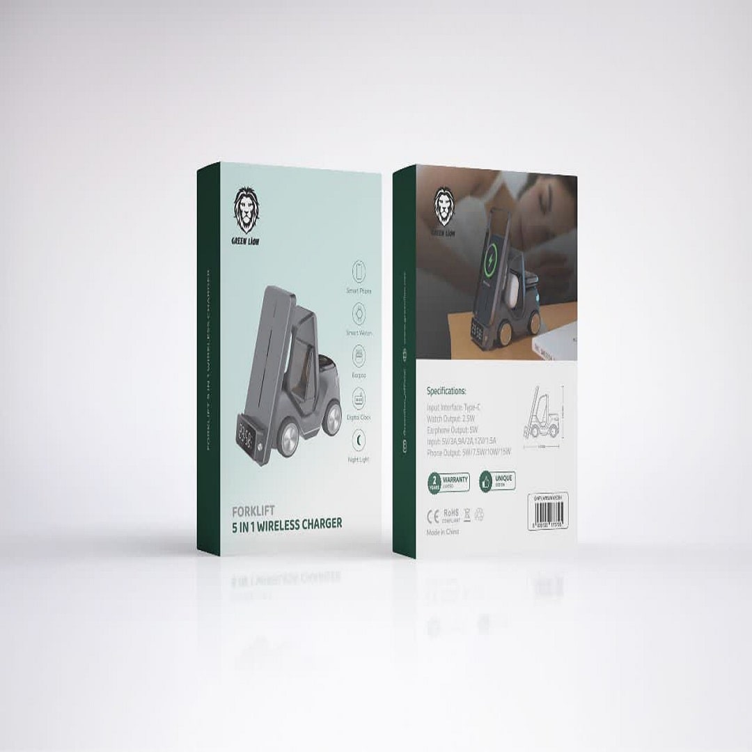 شارژر وایرلس 5 در1 فورک لیفت گرین Green Forklift 5 in 1 wireless charger (پس کرایه)