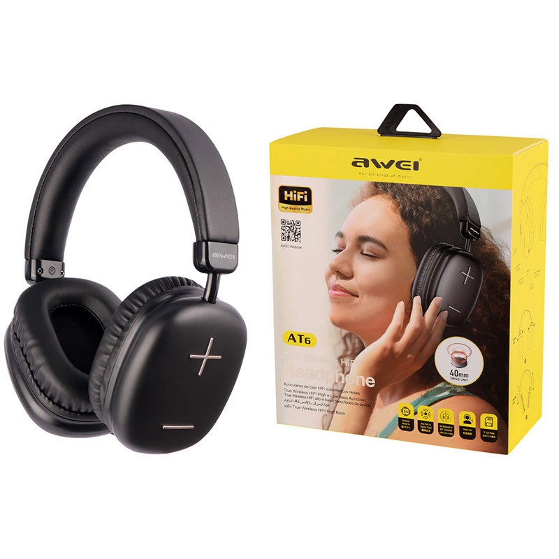 هدفون بلوتوثی اوی دارای قابلیت اتصال با جک 3.5 میلی متری AWEI کد کالا AT6 (پس کرایه)