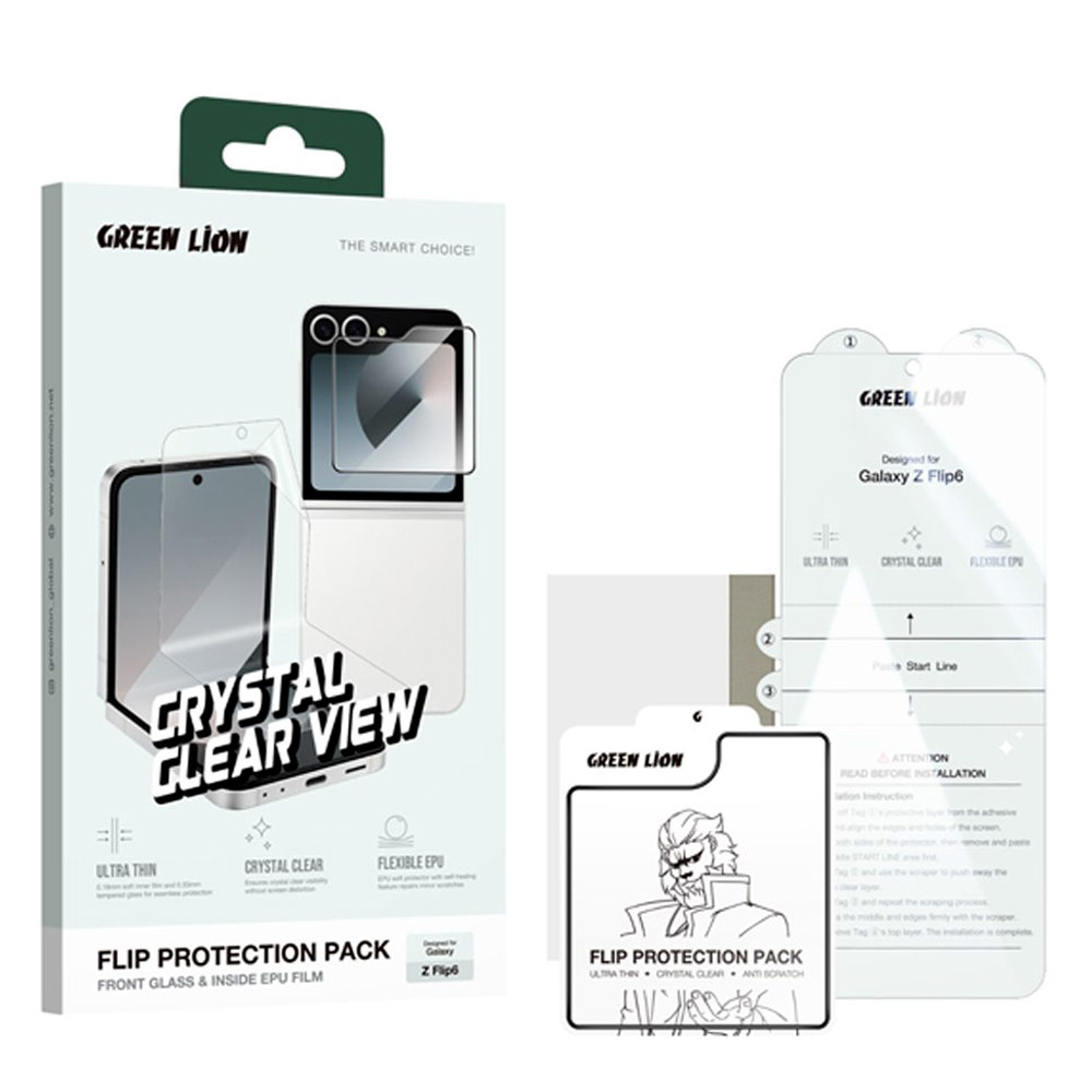 گلس مقاوم گرین لاین مدل کریستال شیلد مناسب گوشی سامسونگ Zfilip 6 Green Lion Crystal Shield (پس کرایه)